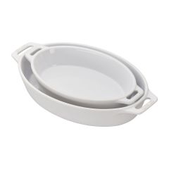 STAUB Ceramic Oval Baking Dishes (Set of 2) - White
