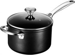 Toughened Nonstick Pro 3 Qt. Saucepan with Glass Lid 