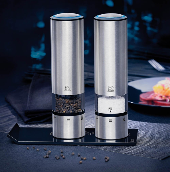 Peugeot Elis Sense Duo Electric Pepper and Salt Mill with Alpha Tray 