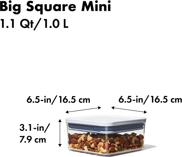 OXO 1.1 Qt POP Square Canister  Oxo pop containers, Food containers,  Airtight food storage containers