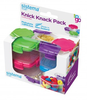 4 x Sistema To Go Knick Knack Pack Mini 62 ml Snack Pot Food Storage  Containers