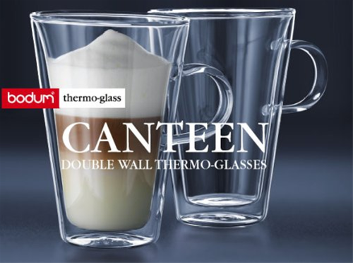 Bodum Canteen Double Wall Glass with Handle 13.5oz - Set of 2