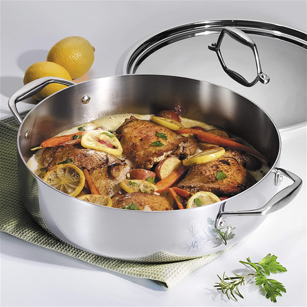 6 Qt Tri-Ply Clad Stainless Steel Covered Sauce Pot - Tramontina US