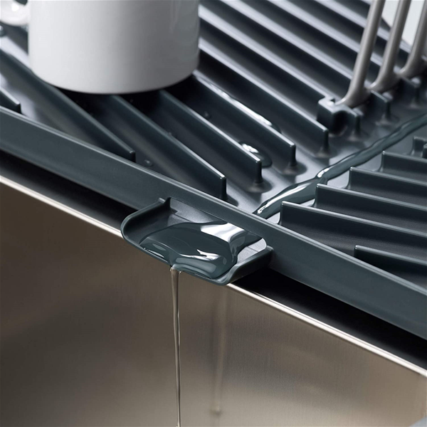 Joseph Joseph Flip Up Drain Board with Foldable Dish Rack Gray