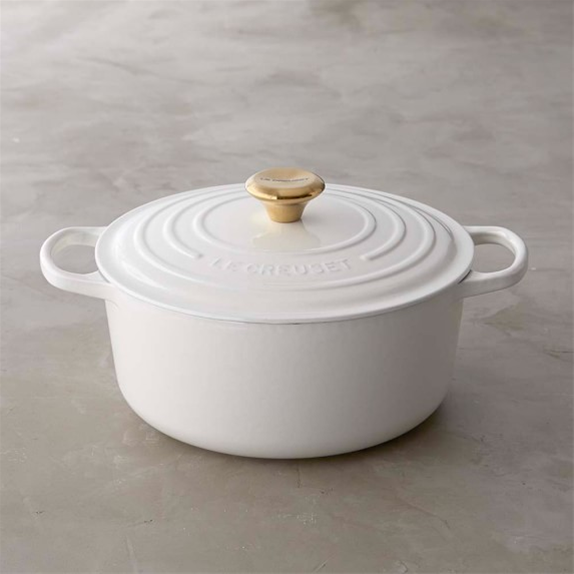 Le Creuset's New Collection Is White And Gold