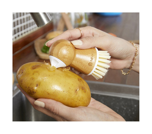 Full Circle Tater Mate Eye Removing Potato Scrubber, White