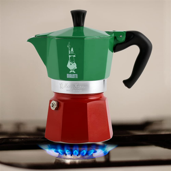 Ampere tro forstene Bialetti Moka Stove Top Espresso Maker 6 Cup - Tri-Color (Italian Flag)
