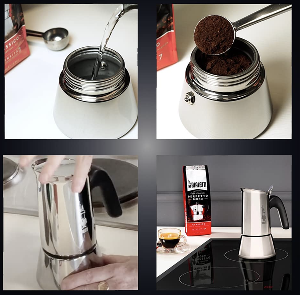Bialetti Venus 6 Cup Stainless Steel Stove Top Coffee Maker - Induction