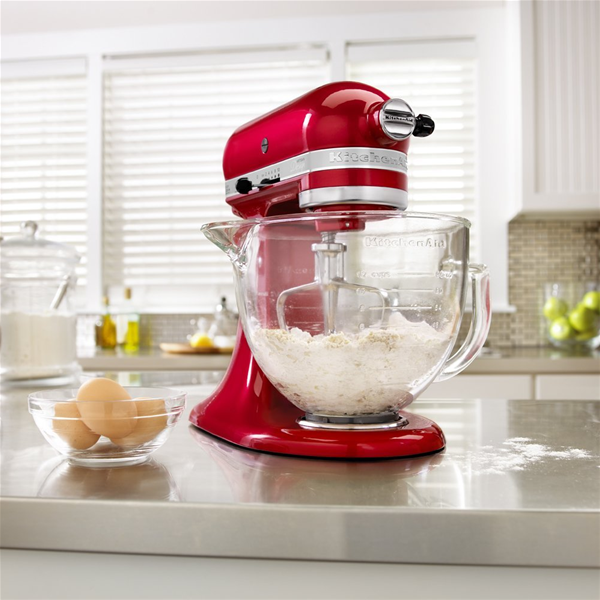 KitchenAid Mixer Artisan 5 Quart Capacity Glass Bowl Mixer - Candy Apple Red