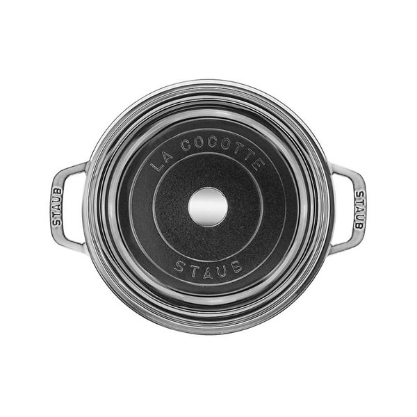 Staub Cast Iron 4-qt Round Cocotte with Glass Lid - Graphite Grey