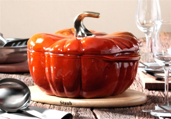 Staub Cast Iron Pumpkin Cocotte, 3.5-Quart, Burnt Orange