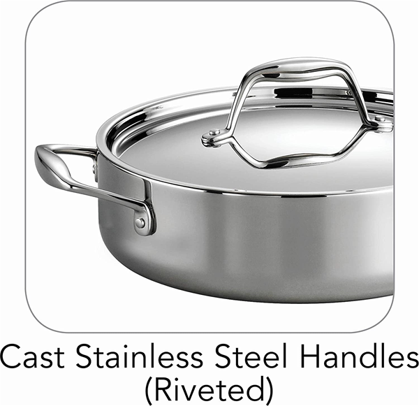 Tramontina Tri-Ply Clad 6-Quart Stainless Steel Covered Deep Saute Pan