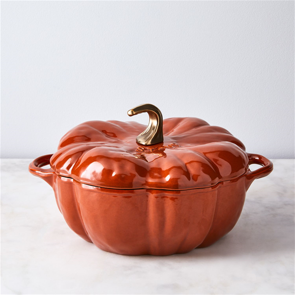 Staub Cast Iron Pumpkin Cocotte, 3.5-Quart, Burnt Orange