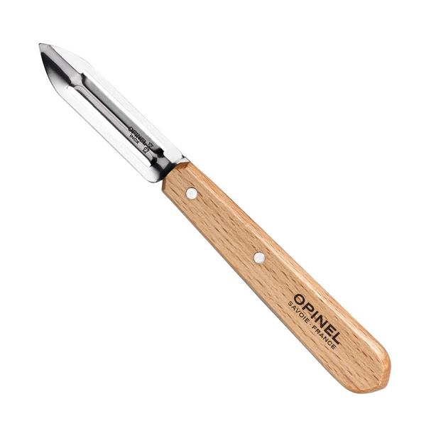 Opinel 115 Natural Varnished Beechwood Kitchen Peeler, 7 cm Blade