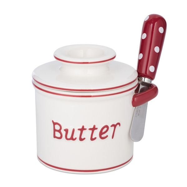 Cafe Butter Bell Crock - Red