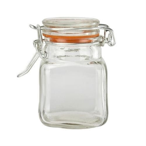 Kilner Glass Clip Top Square Spice Jar, Clear - 2 oz