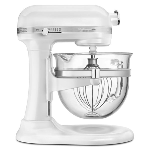 KitchenAid 6 Quart Stand Mixer: Design Series Glass Bowl - Sugar Pearl  Silver