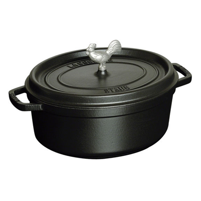 Staub Cast Iron 5.75QT "Coq Au Vin" Oval Dutch Oven - Matte Black