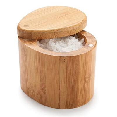 Bamboo Small Round Salt Box
