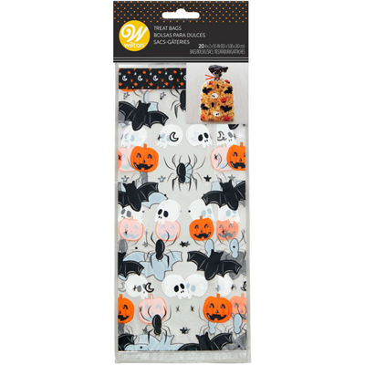 Wilton Bat, Skull, Spider and Pumpkin Halloween Treat Bags and Ties