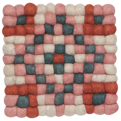 Now Designs Recycled Wool Square Felt Dot Trivet - Terra 