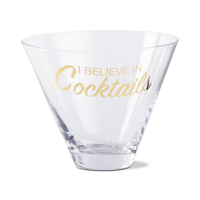 TAG "Believe In Cocktails" Stemless Martini Glass 