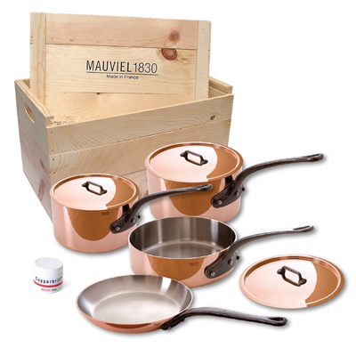 Mauviel M'heritage 150c Crated 7-Piece Set with Cast Iron Handles