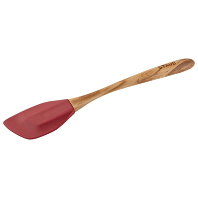 Staub Olivewood Handled Small Silicone Spatula - Grenadine 