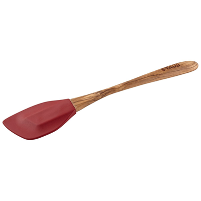 Staub Olivewood Handled Large Silicone Spatula - Grenadine