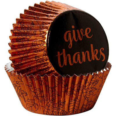 Wilton "Give Thanks" Foil Standard Baking Cups