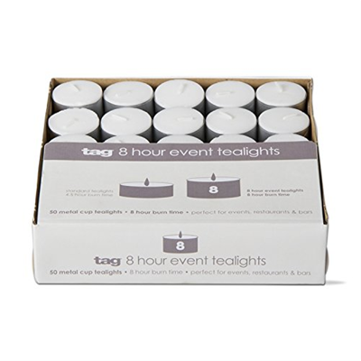 TAG 8 hr Event Tealight Candles (Pack of 50) 