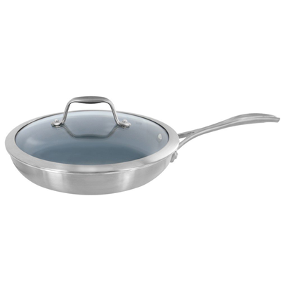 ZWILLING Spirit 3-ply 9.5" Stainless Steel Ceramic Nonstick Fry Pan with Lid 