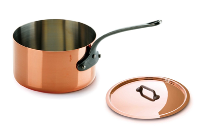 Mauviel M'Heritage Copper 0.9-Quart / 4.5-inch Sauce Pan and Lid with Cast Iron Handle 