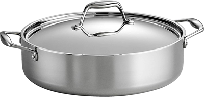 Tramontina Tri-Ply Clad 6-Quart Stainless Steel Covered Deep Saute Pan