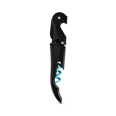 TrueTap Double-Hinged Corkscrew - Matte Black with Blue Screw 