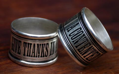 Give Thanks Napkin Rings Set 4