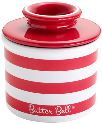 L'Tremain Red Striped Butter Bell Crock 