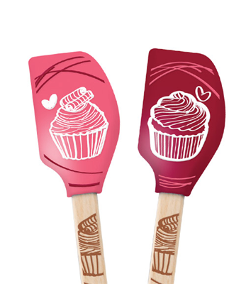 Spatulart™ Wood Handled Mini Cupcake Spatulas – Set of 2