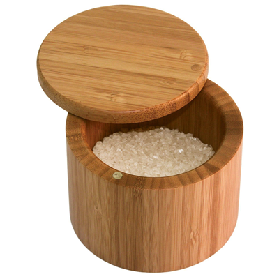 Totally Bamboo Round Salt Box with Magnetic Lid