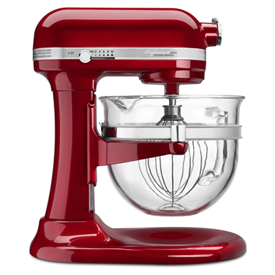 KitchenAid 6 Quart Professional 6500 Stand Mixer- Glass Bowl - Candy Apple Red 