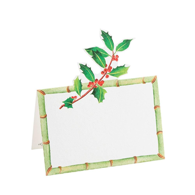 Caspari Place Cards - Holly Trellis 