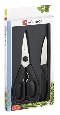 Wusthof Kitchen Shears & Zest Paring Knife Set - Black