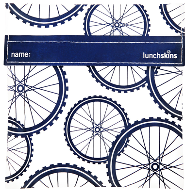 Lunchskins Reusable Quart Big Bag - Navy Bike