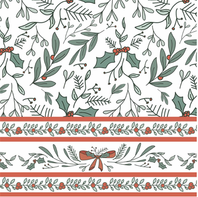 Maghogany Table / Sideboard Runner - Christmas Leaves 