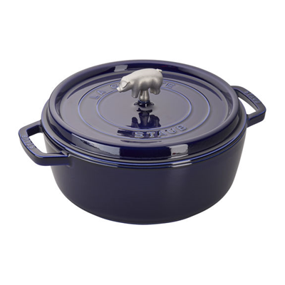 Staub 6qt Cochon Shallow Round Cocotte - Blue (Limited Edition) 