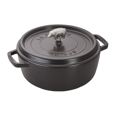 Staub 6qt Cochon Shallow Round Cocotte - Matte Black (Limited Edition)