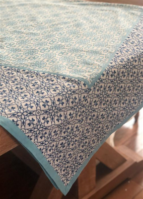 Mahogany Esteban Blue Print Tablecloth - 60" x 90" 