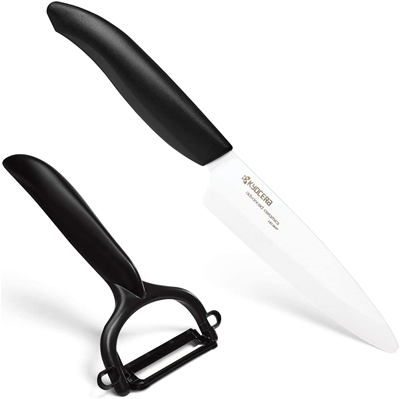 Kyocera Advanced Ceramic 4.5-inch Utility Knife with Y Peeler - Black 