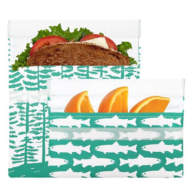 Lunchskins Reusable 2-Pack Velcro Bag Set -  Forest (1 Sandwich + 1 Snack) 