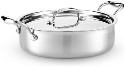 Heritage Steel by Hammer Stahl Stainless Steel 4-qt Sauteuse Pan with Lid 
